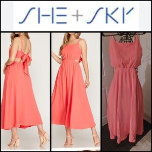 NWT She + Sky summer open cut dress women size Large